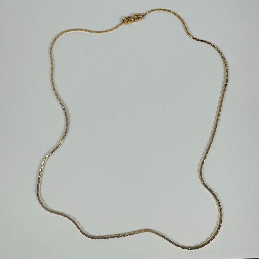 Givenchy Vintage Long Snake Chain Simple Gold Tone Necklace 29”